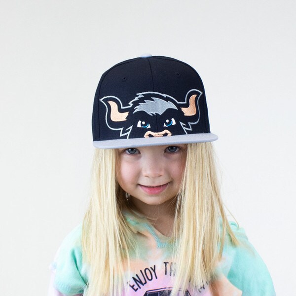youth hat big blue flat brim